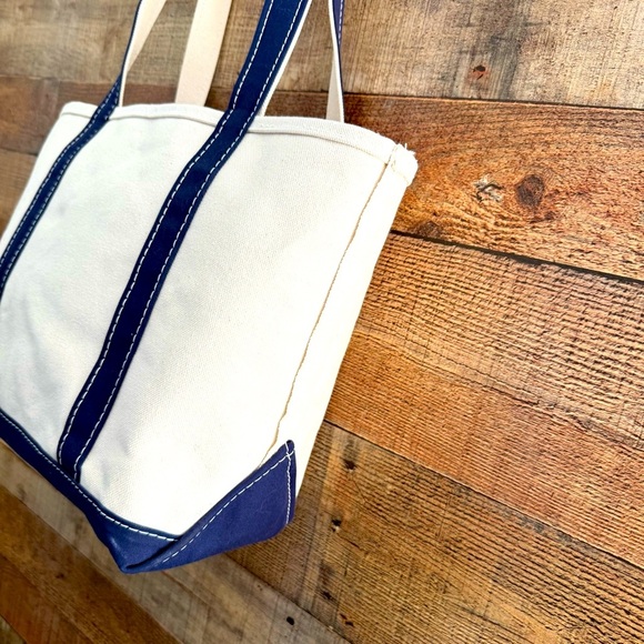 NWOT L.L.Bean The Original Boat and Tote Bag Cream & Navy - Picture 3 of 8